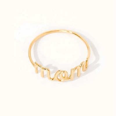 Stainless Steel 18K Gold MOM Stacking Ring Untuk Wanita Perhiasan Mewah