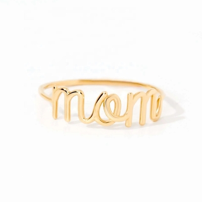 Stainless Steel 18K Gold MOM Stacking Ring Untuk Wanita Perhiasan Mewah