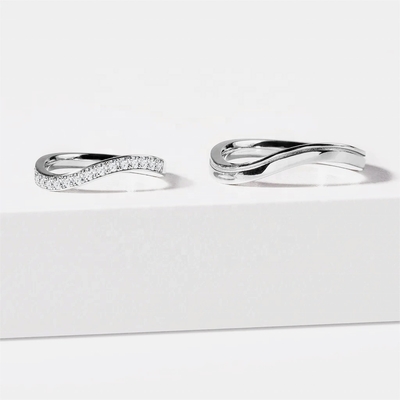 925 Sterling Perak Putih Emas Berlian CZ Wave Ring untuk Wanita Perhiasan halus OEM/ODM