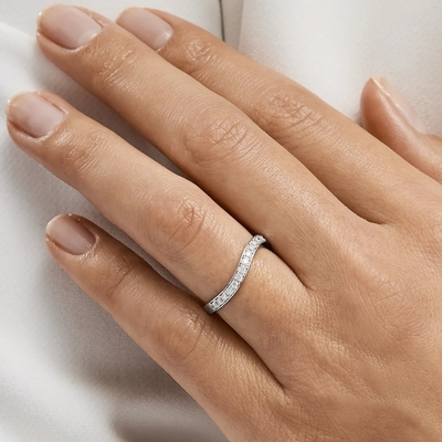 925 Sterling Perak Putih Emas Berlian CZ Wave Ring untuk Wanita Perhiasan halus OEM/ODM