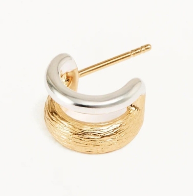 18K Emas dan Emas Putih Shield Hoops Earrings untuk Wanita