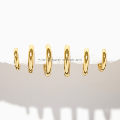 Perhiasan Perak Minimalis 18K Emas 9MM 11MM 13MM Hoop Set untuk FedEx DHL UPS TNT EMS Pengiriman