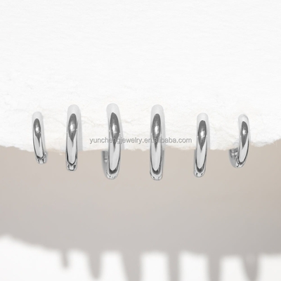 Perhiasan Perak Minimalis 18K Emas 9MM 11MM 13MM Hoop Set untuk FedEx DHL UPS TNT EMS Pengiriman