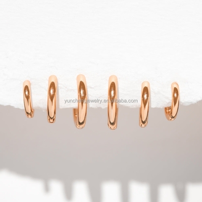 Perhiasan Perak Minimalis 18K Emas 9MM 11MM 13MM Hoop Set untuk FedEx DHL UPS TNT EMS Pengiriman