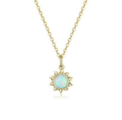 Bunga Matahari Opal Dan Kalung Berlian 15MM Kalung Opal Wanita 45CM + 5CM
