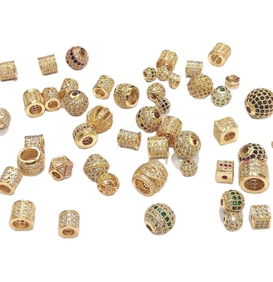 Space Beads Zircon Kubik untuk Perhiasan Kuningan Fine Aksesoris