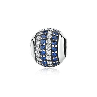 Fashion Putih dan Biru CZ 925 Perak Sterling Perhiasan Membuat Aksesoris