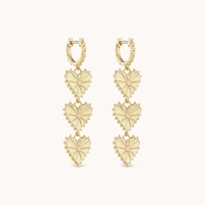 Kerajinan tangan 14K Plated Emas Dangle Multi Huggies Heart Charm Earrings Hadiah yang sempurna