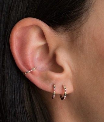Wanita Klasik Pelangi Pave Setting Kubik Zircon 925 Sterling Perhiasan Earring Earring