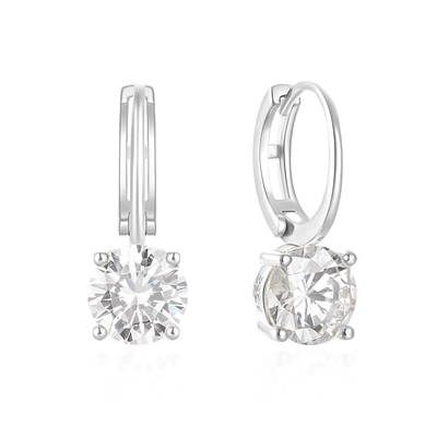 925 Sterling Perak Datang 18K Plating Emas Solitaire Putih Kubik Zircon Huggies Earrings