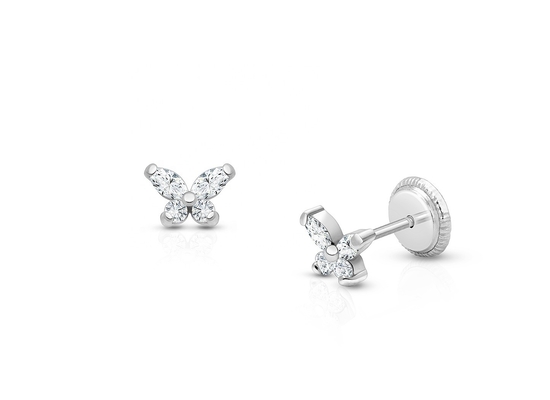 Jenis Agama Tidak ada 925 Sterling Silver Butterfly Stud Earrings dengan Plating Emas 18K