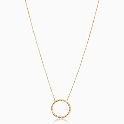 14K emas dilapisi 925 Sterling Silver Twist Pendant Kalung dengan 16 Inch Panjang Link Rantai