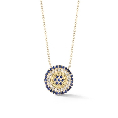 Biru dan Putih CZ Kalung Lingkaran Bentuk 925 Sterling Perak untuk Wanita yang Menakjubkan