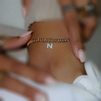 Pakaian 18K Plated Fashion Brass Cuban Link Chain Tennis Bracelet untuk Wanita