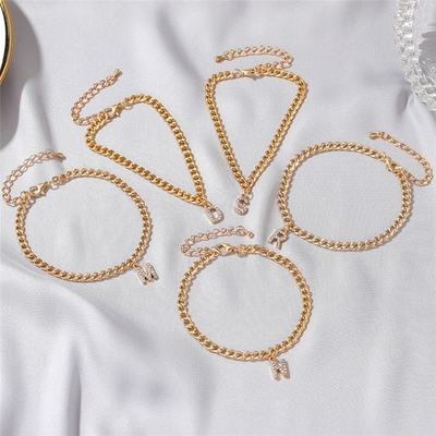 Pakaian 18K Plated Fashion Brass Cuban Link Chain Tennis Bracelet untuk Wanita