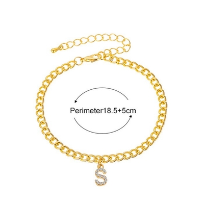 Pakaian 18K Plated Fashion Brass Cuban Link Chain Tennis Bracelet untuk Wanita