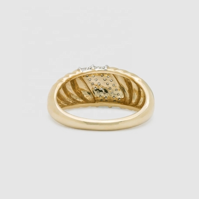 Platinum Plating Round Brilliant Cut Diamond Dome Ring Untuk Wanita Perhiasan halus OEM / ODM