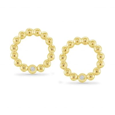 925 Sterling Perak Wanita Bentuk Bulat Bezel Setting Solitaire Stud Earrings dengan Opsi Ukuran Khusus