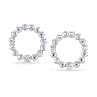 925 Sterling Perak Wanita Bentuk Bulat Bezel Setting Solitaire Stud Earrings dengan Opsi Ukuran Khusus