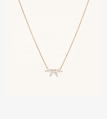 925 Silver 14K Plated Necklace 18 " Marquis Topaz Pendant Dan White CZ Diamonds
