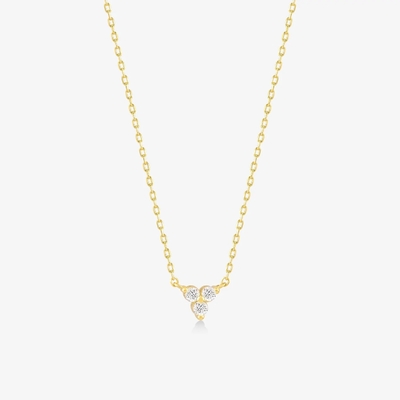 18K Gold Zircon Pendant Silver Chain Trio Diamond Cubic Zircon Kalung