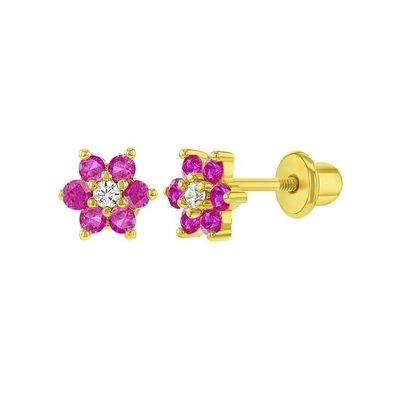 5MM 18k emas dilapisi bunga anting bayi Hadiah sempurna untuk anak-anak di 925 Sterling Perak