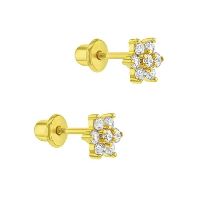 5MM 18k emas dilapisi bunga anting bayi Hadiah sempurna untuk anak-anak di 925 Sterling Perak