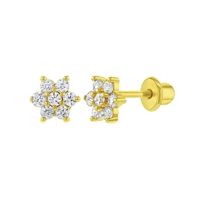 5MM 18k emas dilapisi bunga anting bayi Hadiah sempurna untuk anak-anak di 925 Sterling Perak