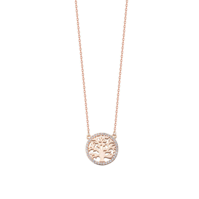 Acara Pesta 18K Plating Emas Sterling Silver Pohon Kehidupan Pendant Kalung untuk Wanita