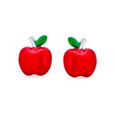 Earrings Apple Enamel Merah dan Hijau Yang Enak Untuk Gadis Kecil Di Perak 925 Sterling