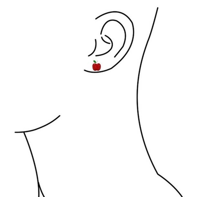 Earrings Apple Enamel Merah dan Hijau Yang Enak Untuk Gadis Kecil Di Perak 925 Sterling