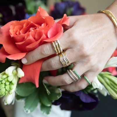 Highly Polished Unik Desain 14K Gold Wave Ring untuk Wanita dan Pria Gaya Klasik