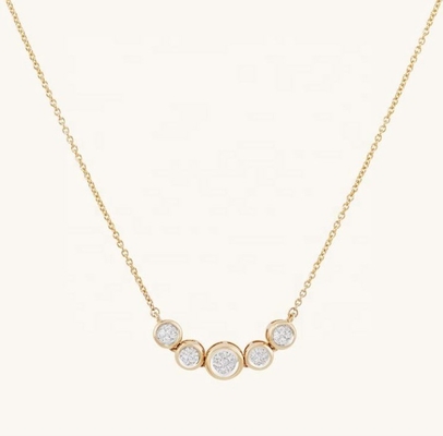 Rhodium 18k Gold Necklace Wanita 1,2mm White Gold Cz Pendant