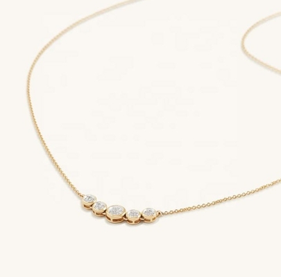 Rhodium 18k Gold Necklace Wanita 1,2mm White Gold Cz Pendant