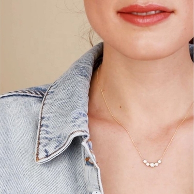 Rhodium 18k Gold Necklace Wanita 1,2mm White Gold Cz Pendant