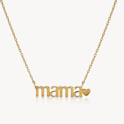 26mm 18K Gold Plated Necklace MAMA Heart Necklace Untuk Hari Wanita