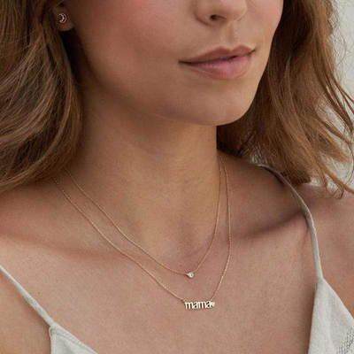 26mm 18K Gold Plated Necklace MAMA Heart Necklace Untuk Hari Wanita