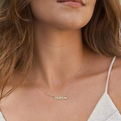 26mm 18K Gold Plated Necklace MAMA Heart Necklace Untuk Hari Wanita