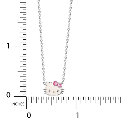 Pink White Enamel Hello Kitty Sterling Perak Pendant Rhodium Plating