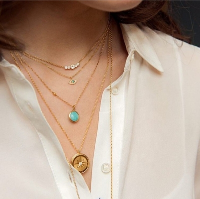 Kalung Batu Permata Ruby Perak Sterling 925 Berlapis Emas dengan Rantai Kabel