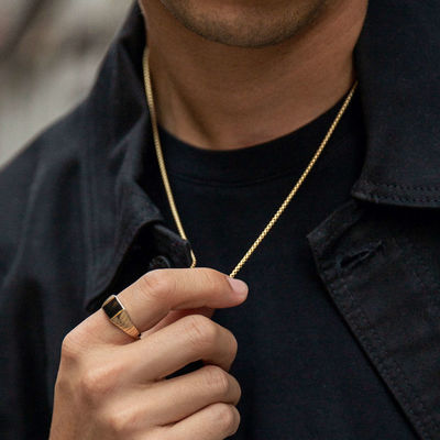 Handmade 18K Gold Plated kotak bulat kalung rantai dengan pengiriman cepat dan logo yang dapat disesuaikan