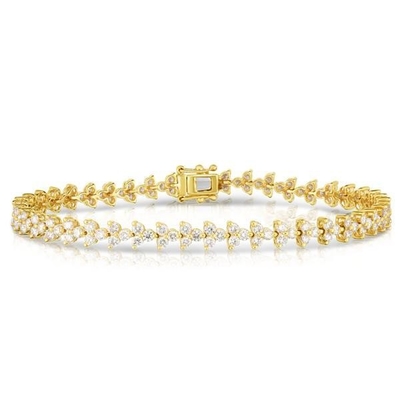 Desainer 18K Emas 925 Sterling Perak Bunga Pesona Wanita Tenis Gelang dengan ZIRCON