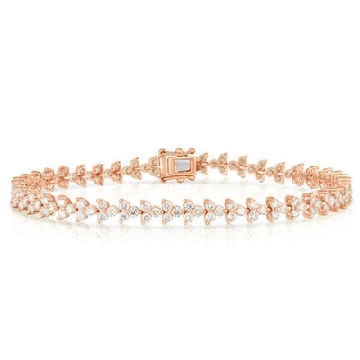 Desainer 18K Emas 925 Sterling Perak Bunga Pesona Wanita Tenis Gelang dengan ZIRCON
