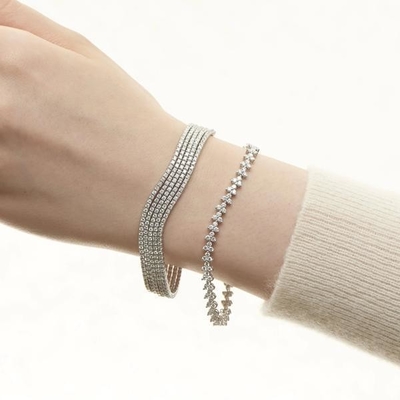 Desainer 18K Emas 925 Sterling Perak Bunga Pesona Wanita Tenis Gelang dengan ZIRCON