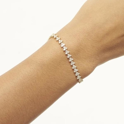Desainer 18K Emas 925 Sterling Perak Bunga Pesona Wanita Tenis Gelang dengan ZIRCON