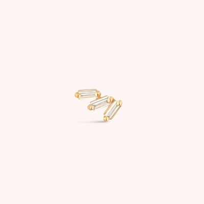 Triple White Cubic Zircon Threaded Flat Back 925 Sterling Silver Earrings Ekspres Pengiriman