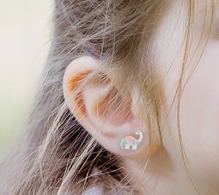 Multicolored enamel Dinosaur Stud Earrings 925 Sterling Perak Untuk Gadis Kecil