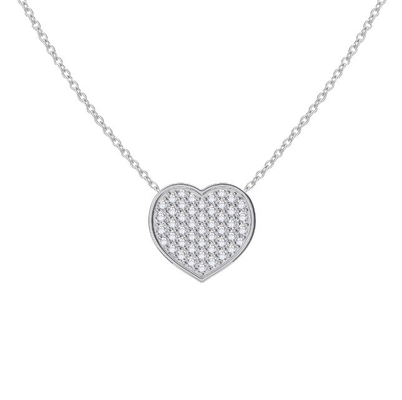 18 "Rantai Panjang Putaran Bulat Berlian 925 Sterling Silver Heart Pendant Kalung untuk Wanita