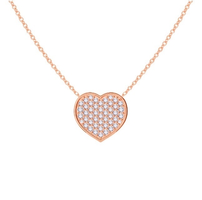18 "Rantai Panjang Putaran Bulat Berlian 925 Sterling Silver Heart Pendant Kalung untuk Wanita