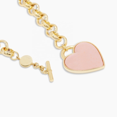 925 Sterling Silver Heart Charm Bracelet di Chic Pink untuk Gadis Perhiasan Enak